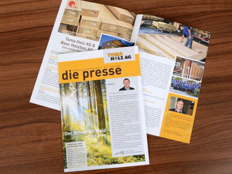 Kundenzeitschrift, Thoma Holz AG, für kreative Lösungen ist die Wallimann Druck und Verlag AG bekannt