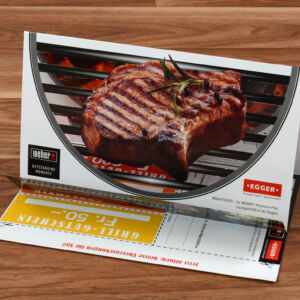 Möbel Egger, Selfmailer mit Grill-Stanzung, hergestellt von Wallimann Druck und Verlag AG