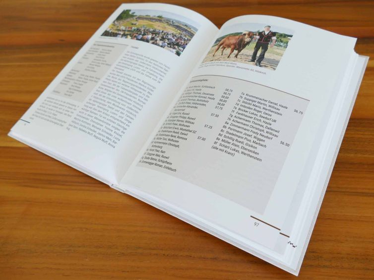 Inhalt Chronikbuch vom Schwingklub Oberseetal – gedruckt wurde das Buch bei der Wallimann Druck und Verlag AG.