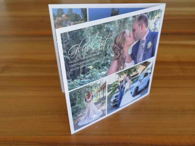 Hochzeitskarte mit Fotocollage von Wallimann Druck und Verlag Ah