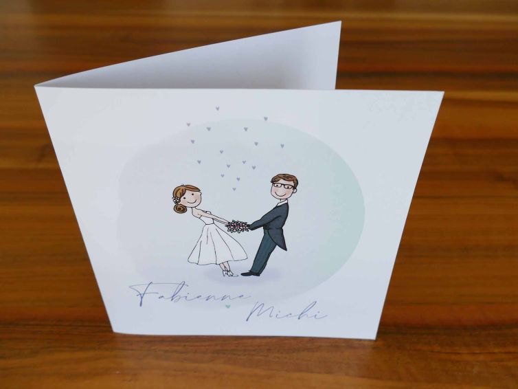 Ein schlichtes Design für die Hochzeitskarte von Fabienne und Michi.
