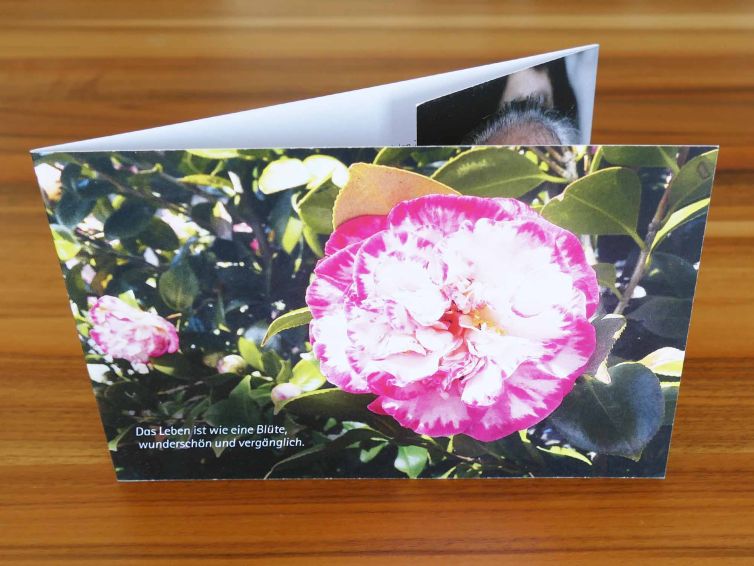 Danksagungskarte mit Blumenbild.