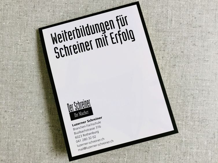 Flyer für Weiterbildungen für Schreiner mit Erfolg.