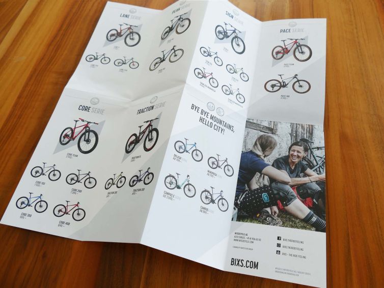 Flyer für die Serienvorstellung BiXS, Intercycle AG in Sursee.